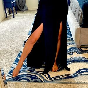 Black Flowy Skirt With Double Slit